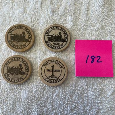 Lot of 4 Black Hawk Station Drink Tokens