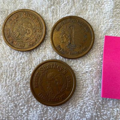 Sharkey's nugget Casino 3 $1 Slot tokens  Indian Head