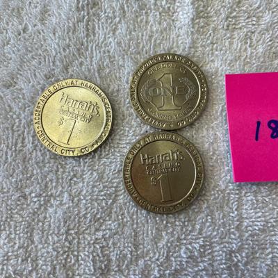 Lot of 3 Central City Casinos $1 Slot tokens