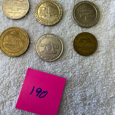 Lot of 6 $1 Slot Tokens Mixed Casinos