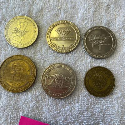 Lot of 6 $1 Slot Tokens Mixed Casinos