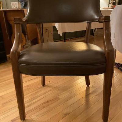 Wood and faux leather MCM armchair
