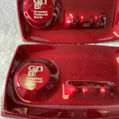 Vintage GREELEY NATIONAL BANK Aluminum Ashtrays