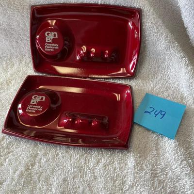 Vintage GREELEY NATIONAL BANK Aluminum Ashtrays