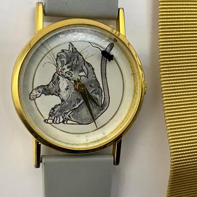 1217 Ladies Cat Chasing Mouse Watch with New Citizen Leather Strap Lot