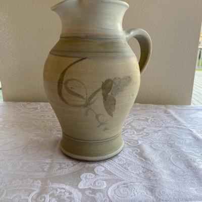 Hand thrown pottery pitcher, signed Benner Barclay