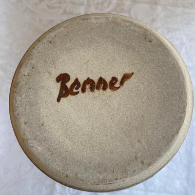 Hand thrown pottery pitcher, signed Benner Barclay
