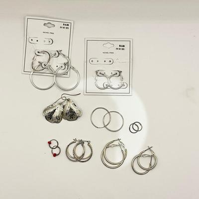 1228 Lot of Silver Tone Pierced Earrings