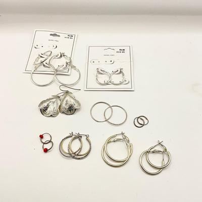 1228 Lot of Silver Tone Pierced Earrings