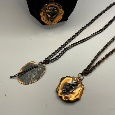 1233 Set of Three Vintage Copper Handmade Necklaces