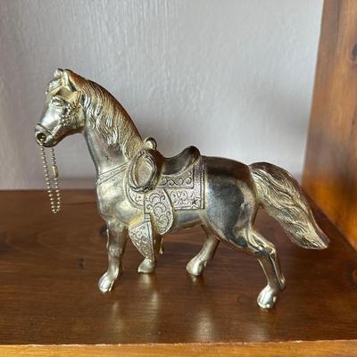 BRONZE AND BRASS HORSE FIGURINES-COWBOY BOOT-SMALL TRAY