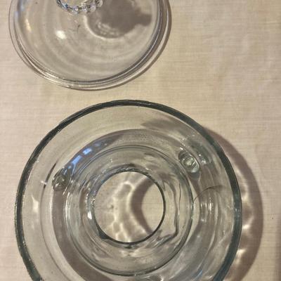Vintage glass fly trap with bird  handle