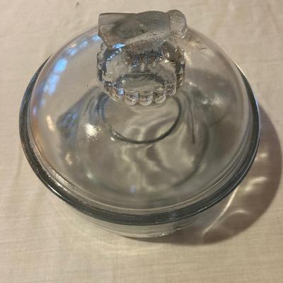 Vintage glass fly trap with bird  handle