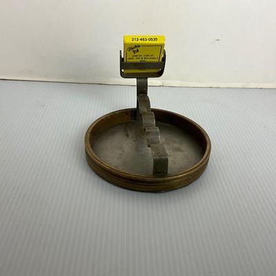 1249 Antique Brass Folk Art Ashtray with Match Holder