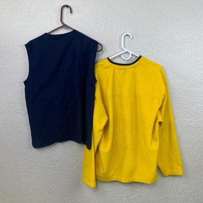 #601 Gap XL Yellow Sweater and Fruit of The Loom Medium Blue Sleeveless Shirt and