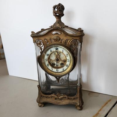 Antique Gilbert Clock Co. Winsted  Conn. Mantel Clock with Porcelain Face