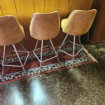 5 MCM Mid Century Admiral Chrome Yellow Swivel Bar Chairs Stools