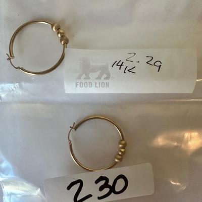 Pair of 14K Gold Hoop Earrings