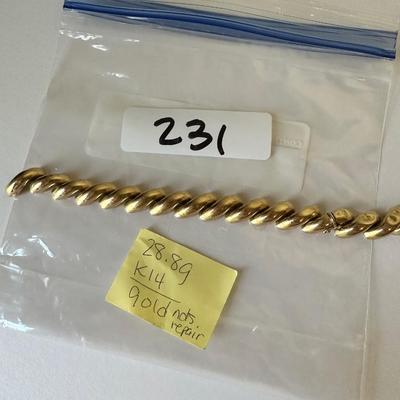 14K Gold Bracelet, as is