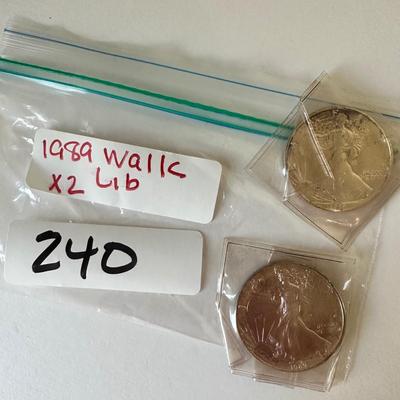 1989 Walking Liberty SILVER Coin Pair