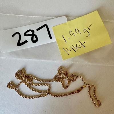 14K Gold Rope Necklace
