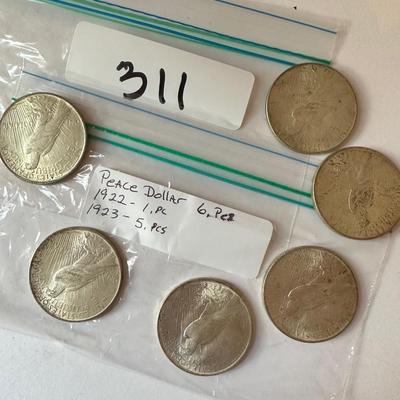 1922, 1923 Peace Dollar Coin Lot