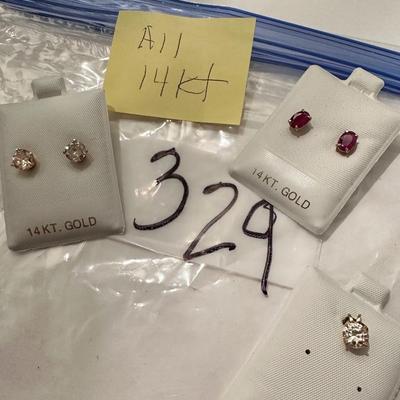 14K Gold Ear Ring Lot