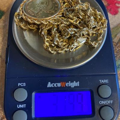 1881 $5 US Gold Liberty Head Coin Pendant Necklace 31.9 grams!