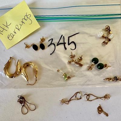 14K Gold Earring Lot