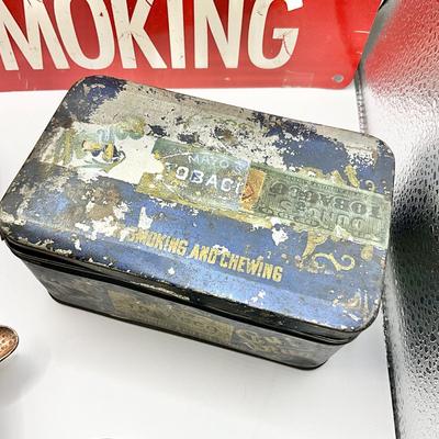 1254 Vintage Smoking Lot , Copper Ashtray, Russian Tea Room , Tobacco Tin and more