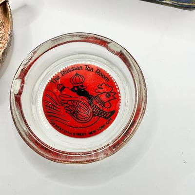 1254 Vintage Smoking Lot , Copper Ashtray, Russian Tea Room , Tobacco Tin and more