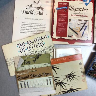 1332 Caligraphy Lot Pens Books