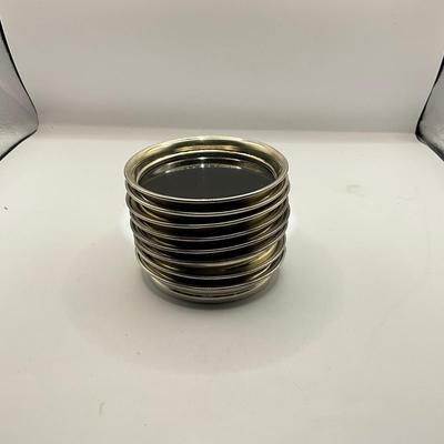 1294 Set of 8 Sterling Silver Rimmed Coasters