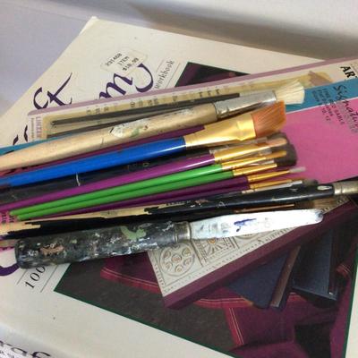 1330 Painting Books & Assorted Brushes