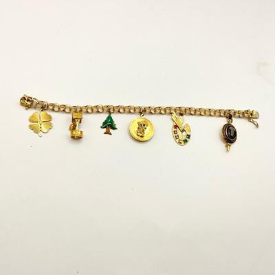 1298 14k Yellow Gold Charm Bracelet with Charms