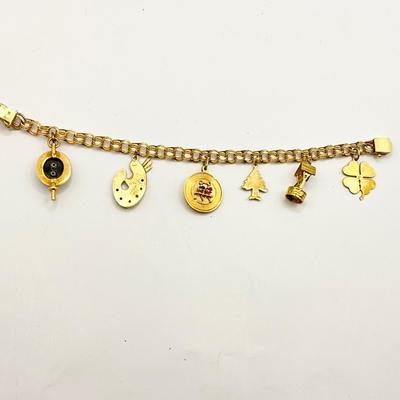 1298 14k Yellow Gold Charm Bracelet with Charms