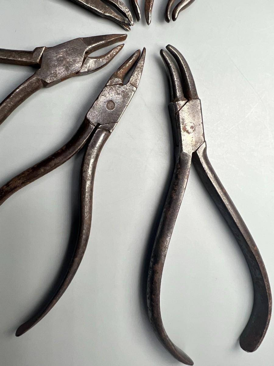 Antique Late 19th Century Metal Dentist Contouring Curved Thin Nose Pliers