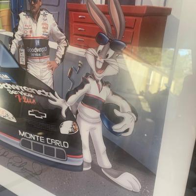 Dale Earnhardt Looney Tunes SIGNED with COA Limited Edition "The Initimdators" -photo of DE signing
