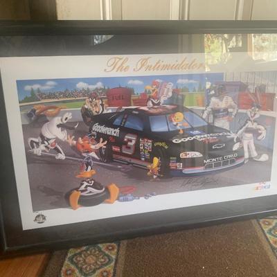 Dale Earnhardt Looney Tunes SIGNED with COA Limited Edition "The Initimdators" -photo of DE signing