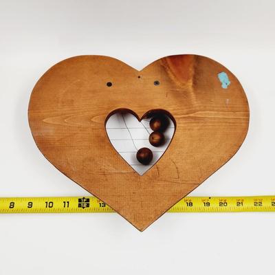 VINTAGE WOOD HEART SHAPED WALL HARP