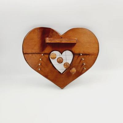 VINTAGE WOOD HEART SHAPED WALL HARP
