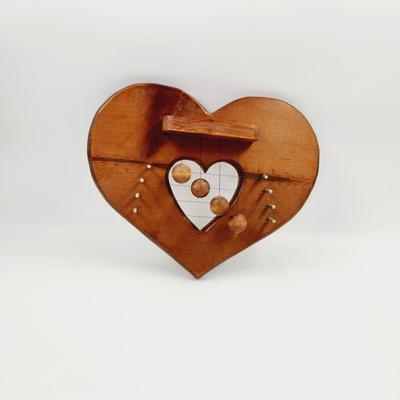 VINTAGE WOOD HEART SHAPED WALL HARP