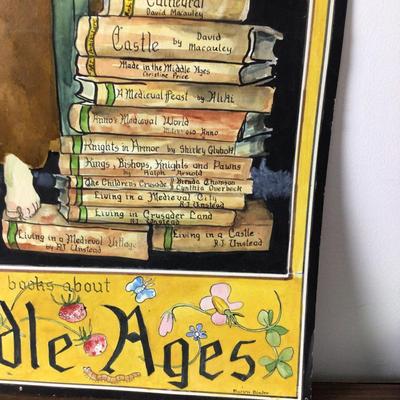 1302 The Middle Ages Large Watercolor Painting by Local Artist