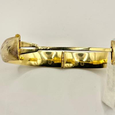 1347 14k Yellow Gold Diamond Cut Design Bangle Bracelet