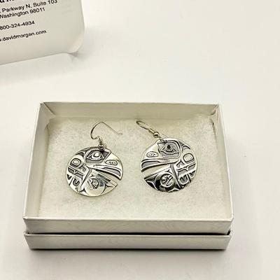 1348 Sterling Raven Stealing the Sun Earrings by David Morgan