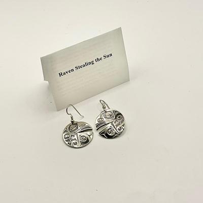 1348 Sterling Raven Stealing the Sun Earrings by David Morgan