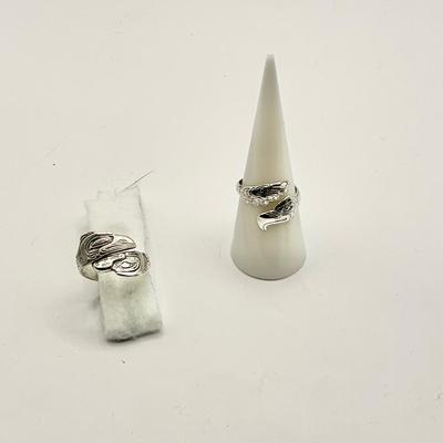 1352 Sterling His and Her Adjustable Eagle Rings by Kabana