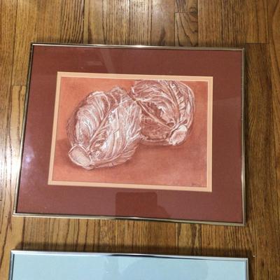 1273 Framed Cabbage Art Sketch Lot
