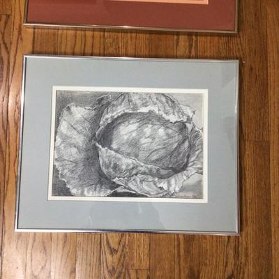 1273 Framed Cabbage Art Sketch Lot