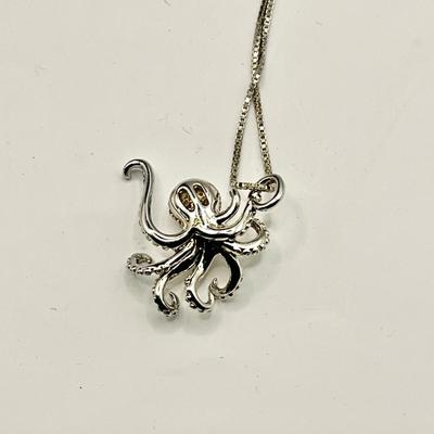 1561 Sterling Octopus Pendant with CZ's by Almea
